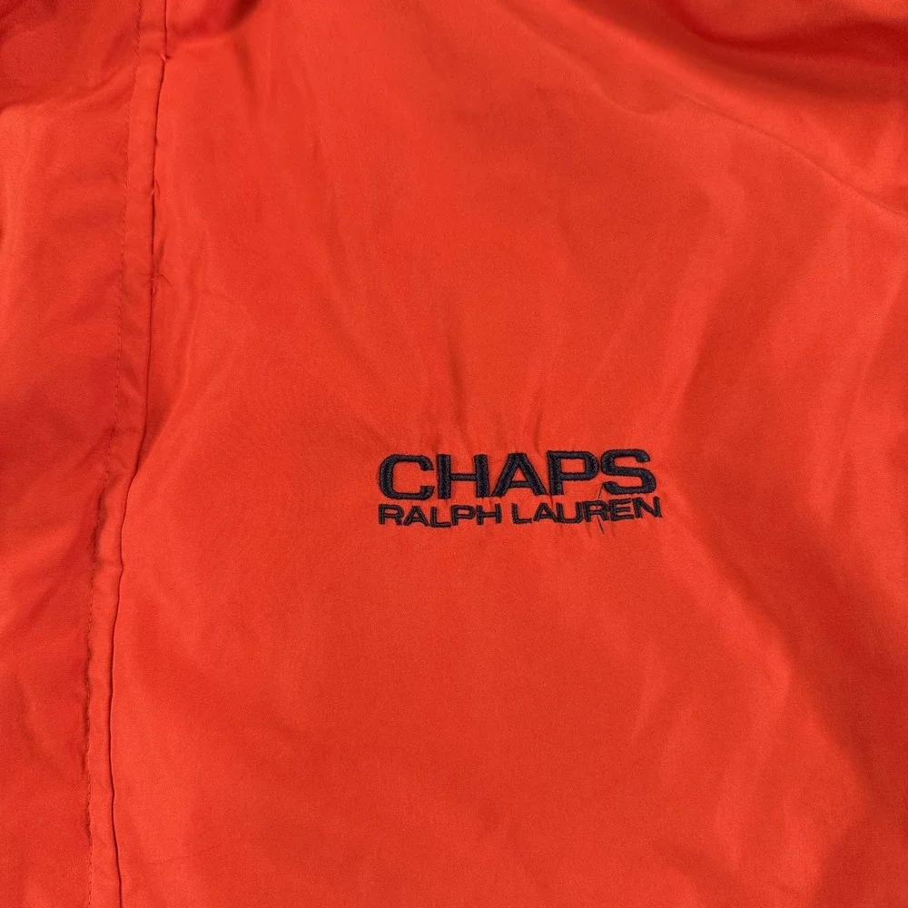 Chaps Ralph Lauren Jacket Mens XL Orange Hooded Windbreaker‎ Outdoor Coat